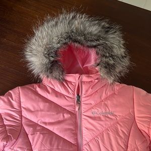 Baby Pink Snow Jacket - Girls size 10/12 ( Medium) with fur trim